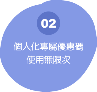 個人化專屬優惠碼 使用無限次